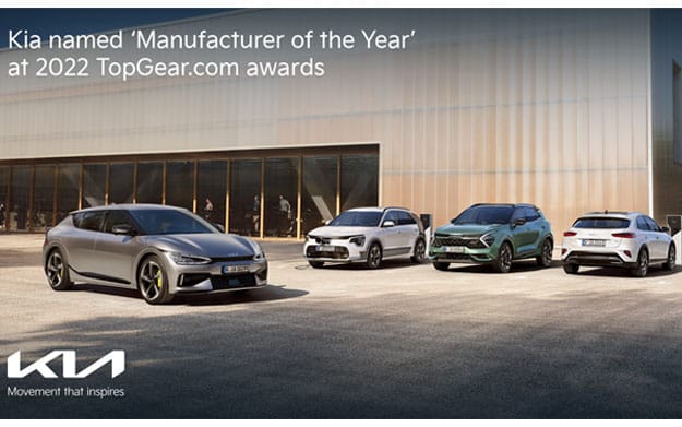 KIA NAMED ‘MANUFACTURER OF THE YEAR’ AT 2022 TOPGEAR.COM AWARDS
